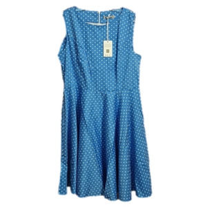 NWT blue and white polka dot fit and flare 2X